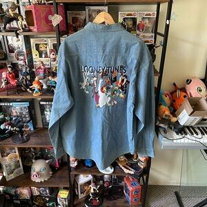 Vintage Looney Tunes Denim Shirt Men’s Size XL
